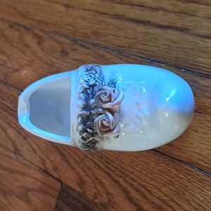 Vintage porcelain/ceramic shoe.  White with flowers